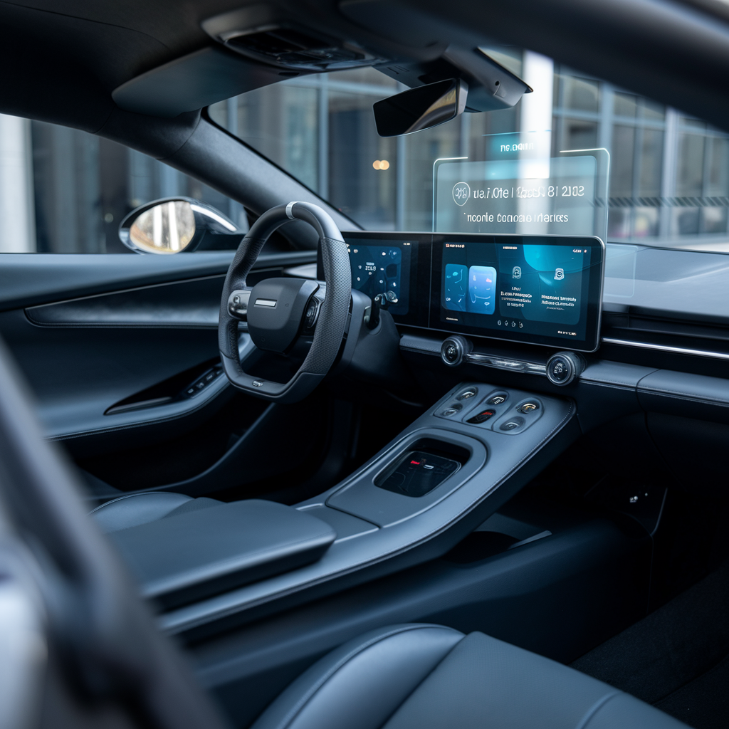 Intérieur de voiture futuriste avec CarPlay sécurisé