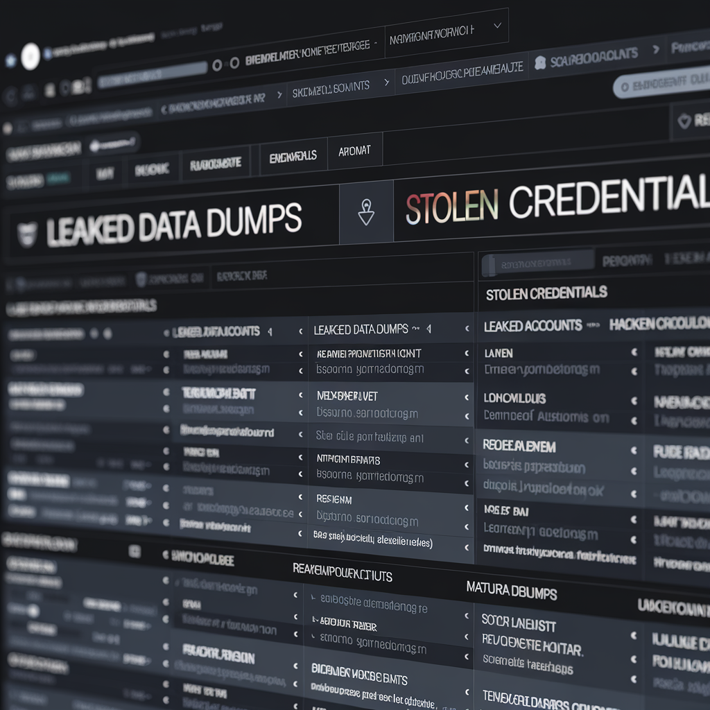 Interface de forum du dark web avec données fuitées