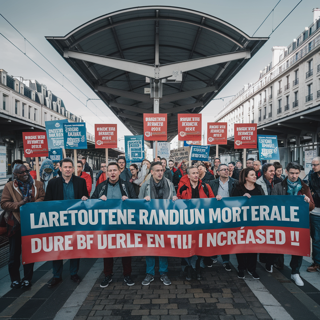 Manifestation d'employés de la SNCF demandant des augmentations salariales.