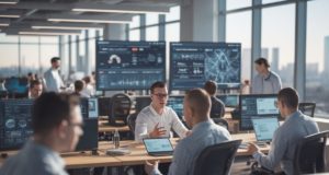 Microsoft, Google et Amazon confirment l’accès Ă Anthropic Claude pour les projets non-dĂ©fense IngĂ©nieurs discutant de modèles d'IA Anthropic dans un bureau moderne