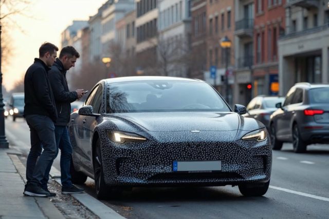 Prototype de BMW i7 restylé photographié lors d’essais routiers