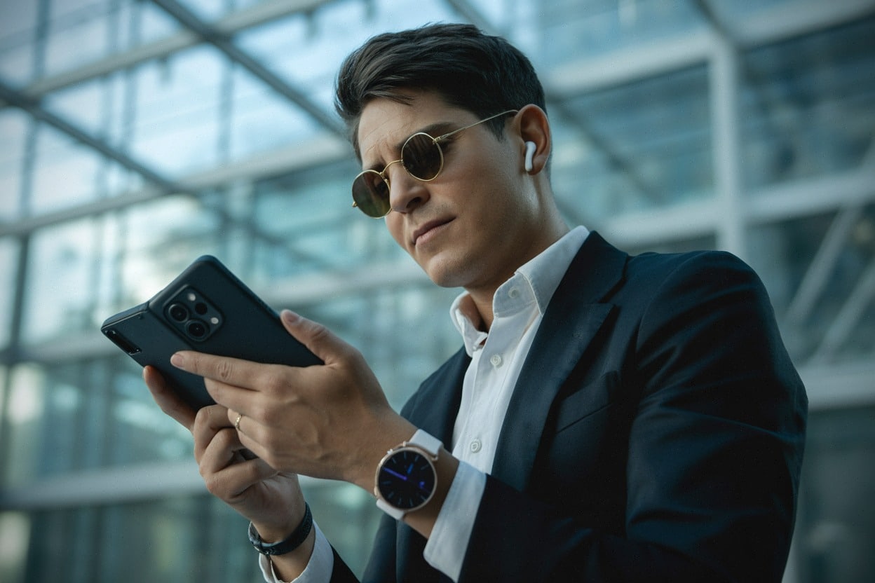 Utilisateur pilotant plusieurs applications avec Gemini sur smartphone pliable