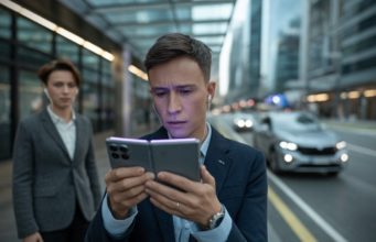 Confidentialité, IA et Galaxy Z Fold 8 : ce que l’arrivée de Gemini dans plus de 40 apps change vraiment pour les utilisateurs Utilisateur consultant Gemini sur smartphone pliable dans un environnement moderne